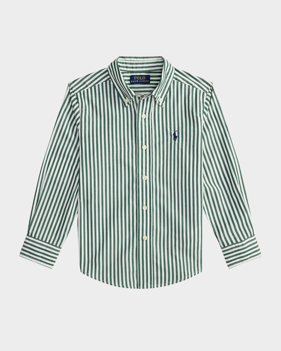 Boy's Striped Cotton Poplin Shirt, Size 2-7